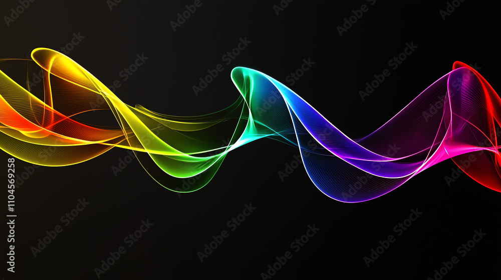 Aufkleber glowing geometric shapes in vibrant rainbow colors create an abstract visual experience on a dark ba