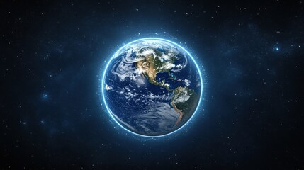 Obraz premium A glowing Earth in space, showcasing the planet's beauty and fragility.