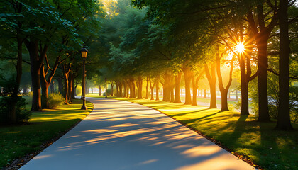 Obraz premium magic light and walkway in park isolated with white highlights, png