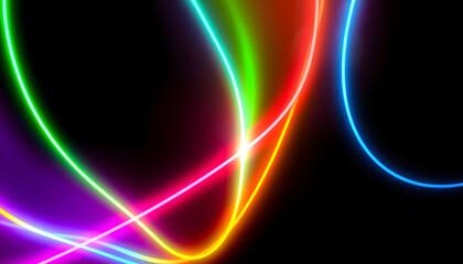 Multicolor fluorescent chem light neon black background isolated with white highlights, png