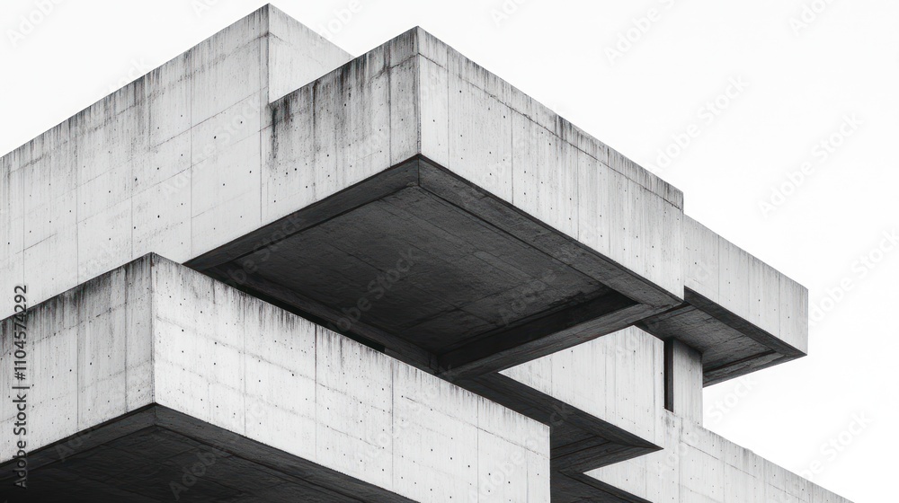 Poster abstract architectural structure with geometric concrete forms and minimalistic design.