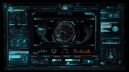 Fototapeta premium Futuristic digital interface displaying data analytics and navigation systems.