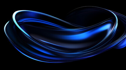 Obraz premium Metallic blue swirls gracefully blend into a soft appearance against a black background