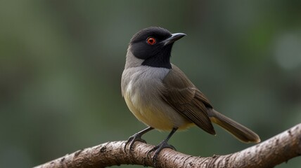 Obraz premium Black-capped bulbul perched on a branch.