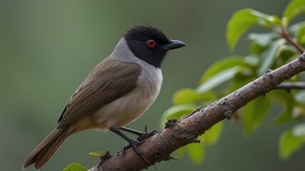 Fototapeta premium Black-crested Bulbul perched on a branch.