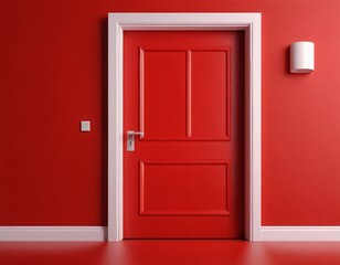 Open the door. Symbol of new career, opportunities, business ventures and initiative. Business concept. 3d render, white light inside open door isolated on blue background. Ai generated images