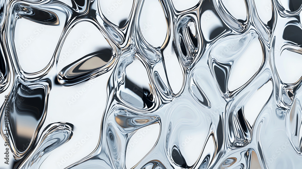 Poster reflective silver texture showcasing intricate patterns in bright light