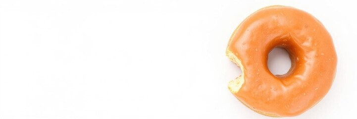 A donut with a large bite taken out of it revealing fluffy white interior, dessert, hole