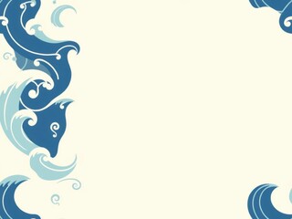 Naklejka premium Marine seamless pattern with stylized waves on a light background, perfect for ocean-themed designs, textile printing, wallpaper, stationery, and packaging, marine, packaging