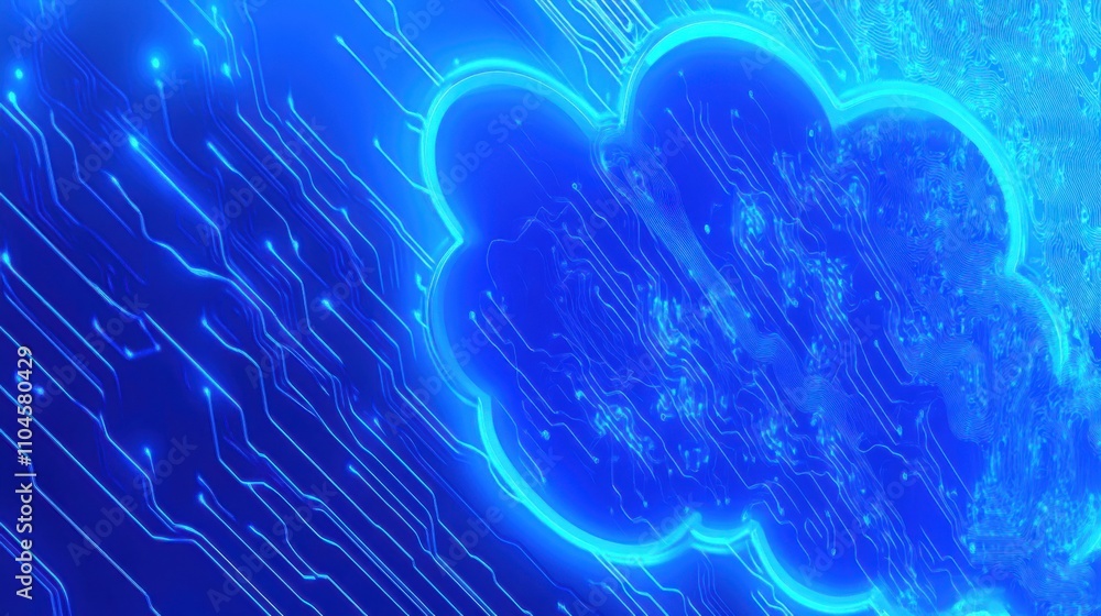 Aufkleber abstract digital cloud with glowing lines and blueprint design