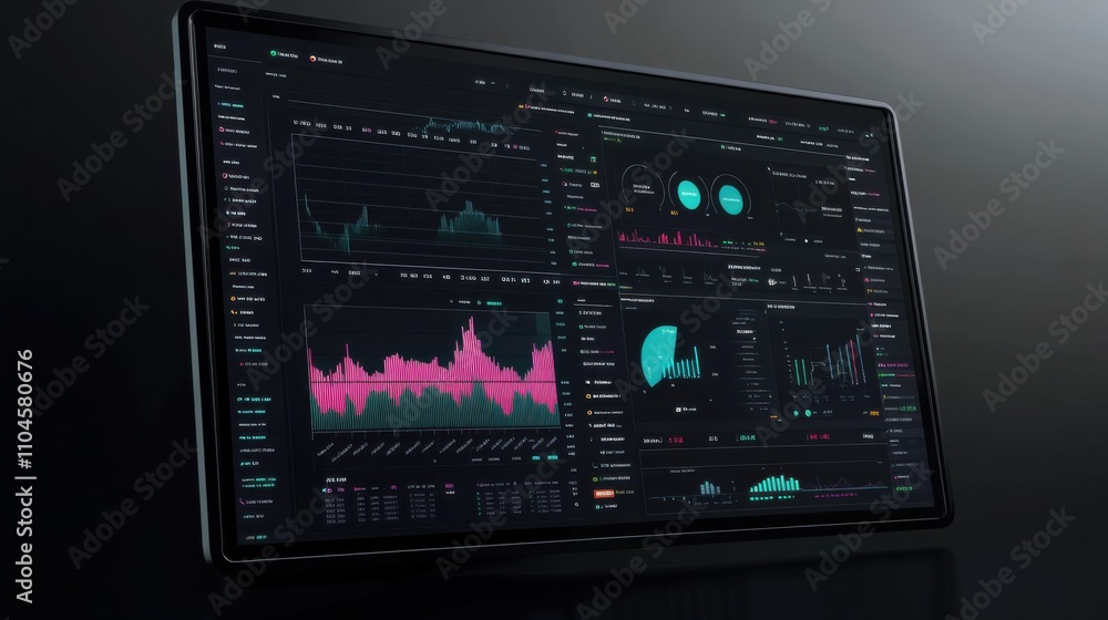 Poster modern data visualization dashboard on a sleek digital screen