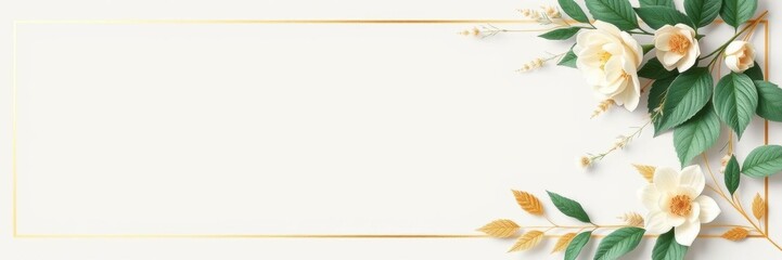 Green and gold leaves wedding invitation card template with elegant design and typography, green, typography