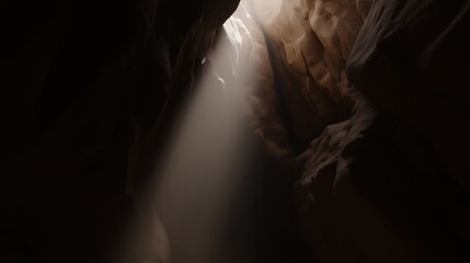 Sunlit beams illuminate majestic narrow canyon walls