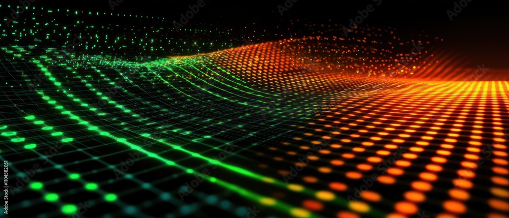 Poster abstract digital wave pattern with vibrant colors representing data flow and technology