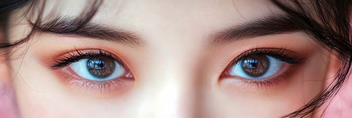 Close-up of Woman's Eyes with Makeup,  Intense Gaze, Captivating Beauty,  Soft Lighting, High-Resolution Image