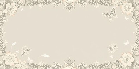 Abstract seamless lace pattern featuring intricate floral and butterfly motifs, elegant, romantic