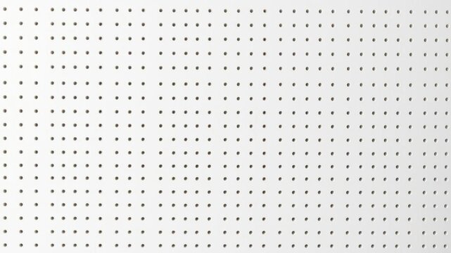 Seamless white peg board texture with evenly spaced holes and uniform design, backdrop, stock photo