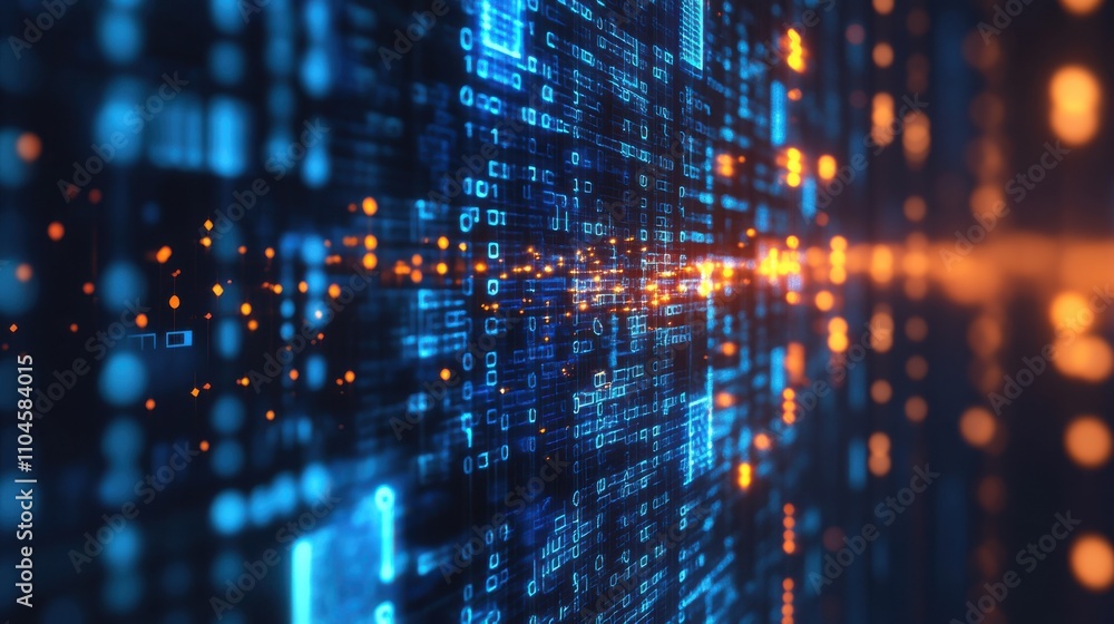 Poster abstract digital data flow in futuristic technology background