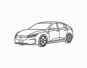 Thin line electric car icon on white background. Ai generated images