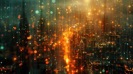 Obraz premium Futuristic city lights rain.