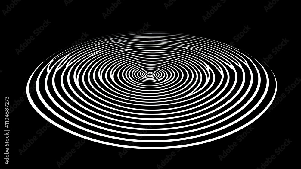 Aufkleber concentric white circles pulsate outward in a dark environment creating a mesmerizing visual effect