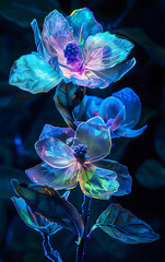 Radiant Iridescent Flowers with Magical Petals Captured in a Dreamlike Atmosphere of Color and Light
