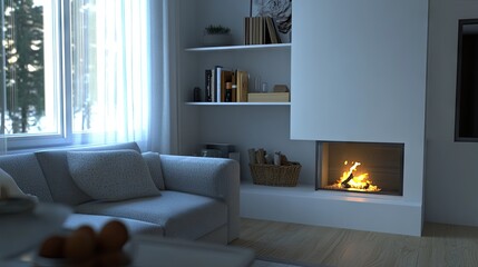 Cozy Living Room with Modern Fireplace and Natural Light