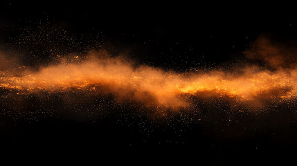 Glowing orange mist swirling gracefully against a black backdrop creates a mesmerizing visual effect in the darkness
