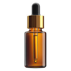 Naklejka premium Amber glass cosmetic pipette dropper bottle isolated on transparent background PNG