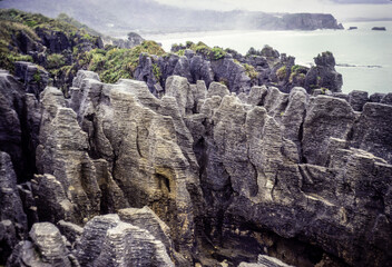 A vintage photo an unusual coastal rock formation