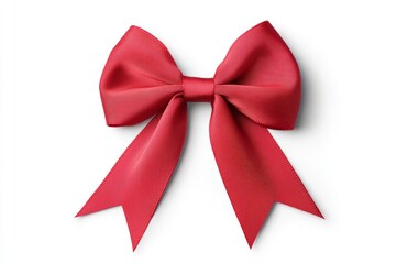Fototapeta premium A red ribbon bow is shown on a white background