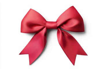Fototapeta premium A red ribbon bow is shown on a white background