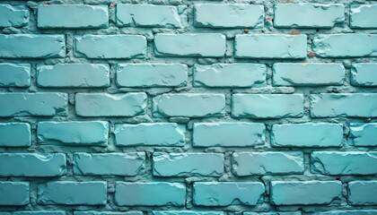 Pastel turquoise aged brick wall texture. Rough vintage masonry background. Teal color old bricks. Grunge abstract background. Ideal for interior design concepts. Stylish building exterior. Trendy