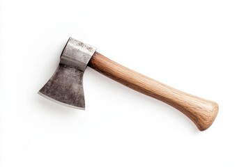 A wooden axe is shown on a white background