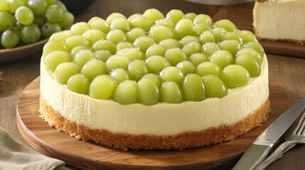 Fresh Green Grape Cheesecake Dessert with Crunchy Crust