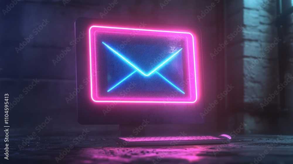 Aufkleber a glowing computer monitor displaying an envelope symbol, suggesting digital communication.