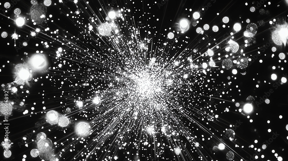 Aufkleber sparkles radiate in a stunning starburst pattern against a dark background creating a magical ambian