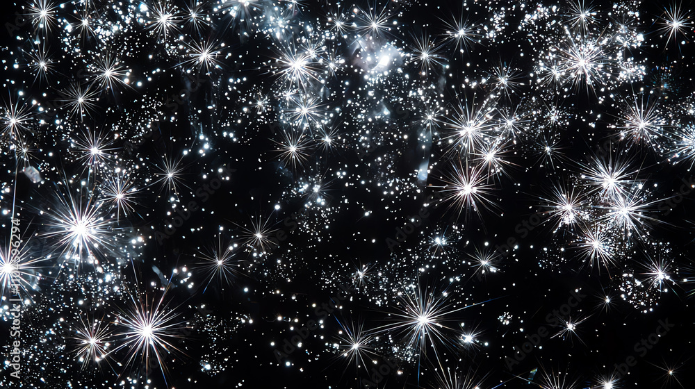 Aufkleber bright sparkles create a dazzling starburst pattern against a dark background in a magical display o