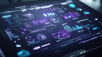 Fototapeta premium Futuristic Data Visualization Interface with Graphs and Charts