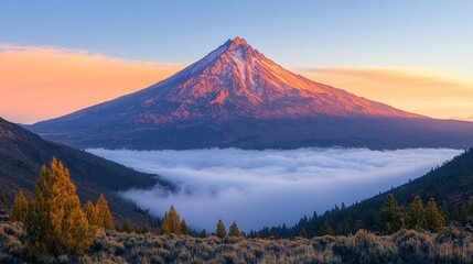 Majestic Mountain Peak with Clouds