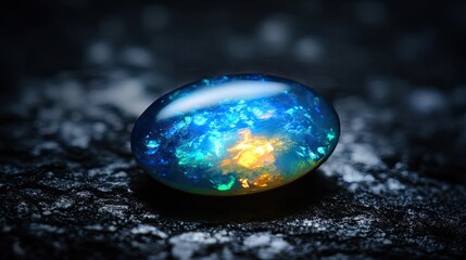 Vibrant Opal Gemstone Shining with Multicolored Light Reflections