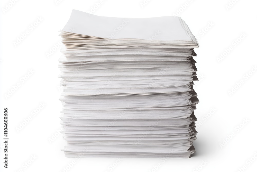Poster tall stack of blank white paper sheets for office and printing