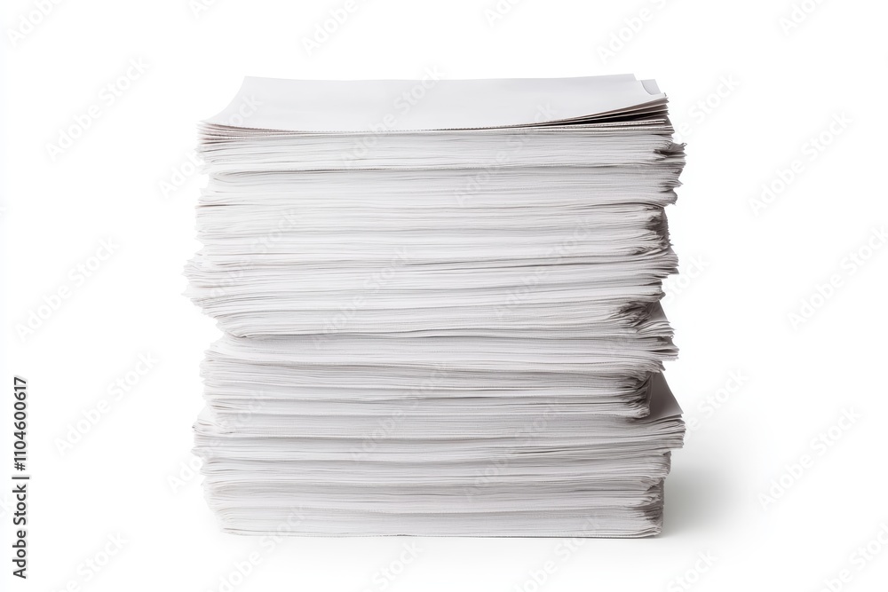Aufkleber stack of blank white paper sheets isolated on white background