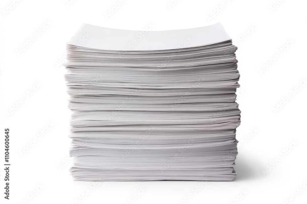 Aufkleber Large stack of blank white paper sheets isolated on white background