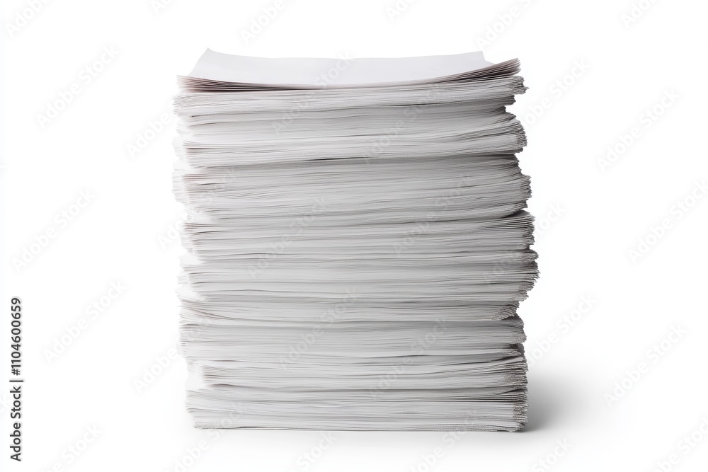 Aufkleber towering stack of white paper sheets isolated on white background