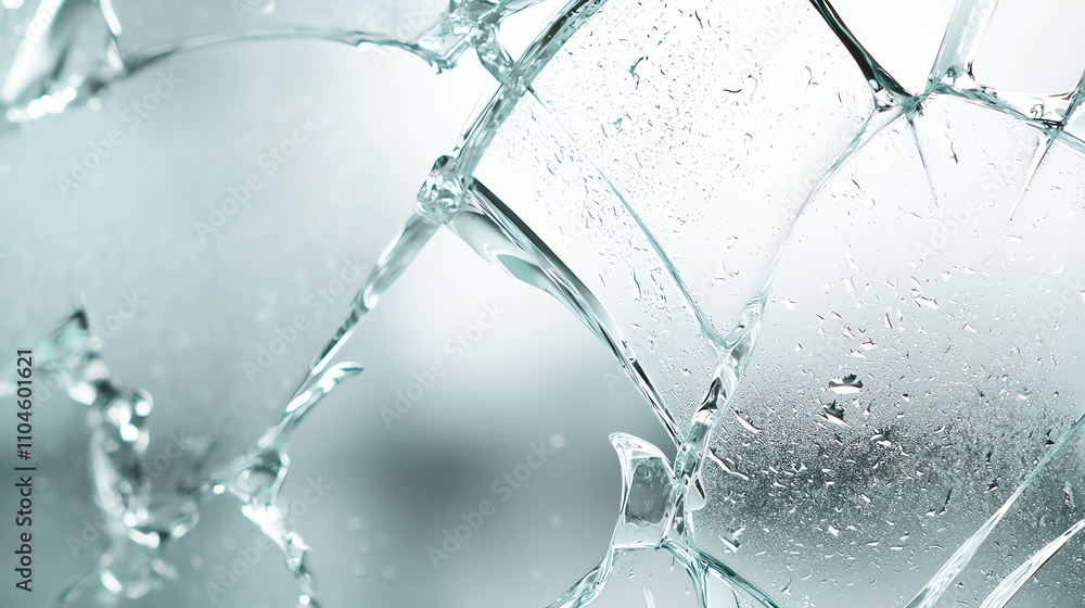Poster intricate glass texture on a subtle light gray background showcasing fractured patterns and reflecti