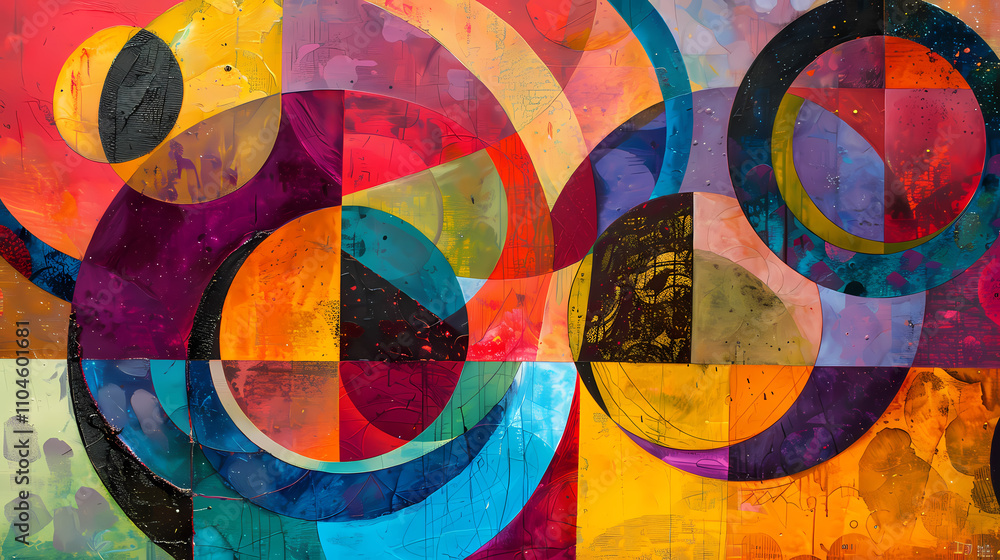 Aufkleber abstract vibrant circles: a captivating abstract artwork featuring a dynamic composition of vibrant 