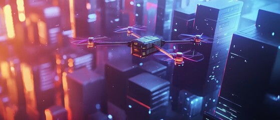 Aerial views of innovative drone delivery systems transforming urban logistics and cityscapes