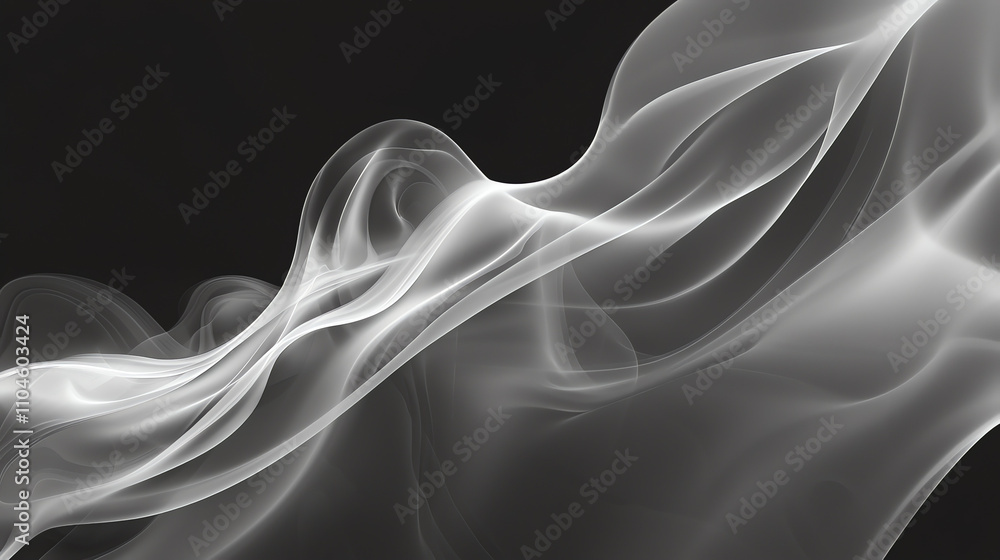 Poster abstract fog texture creating ethereal forms on a dark gray background with subtle movement and dept