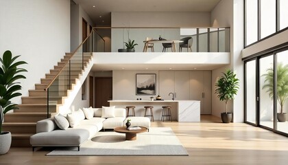 modern living room with white nuance